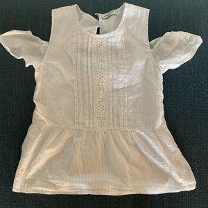Abercrombie open shoulder white top